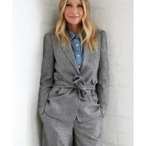 G LABEL GOOP Sz 10 Pattner Peak Lapel Blazer Gray Wool Blend